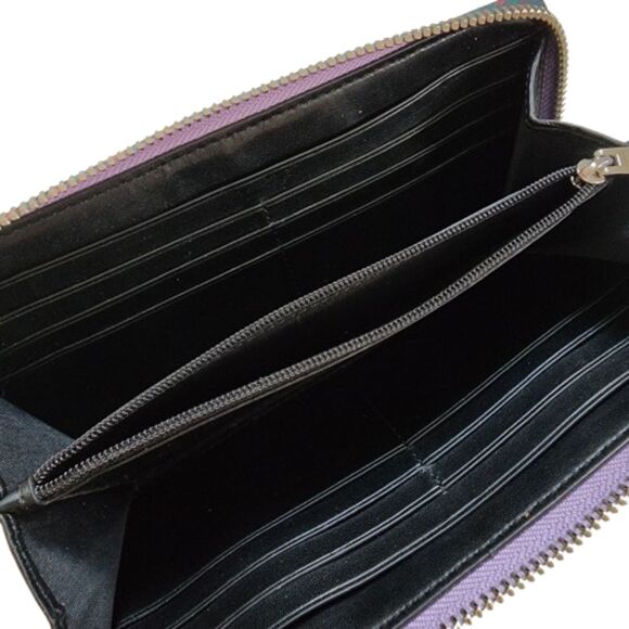 COACH Cornflower Blue Floral Accordion Zip Wallet - Picture 5 of 9